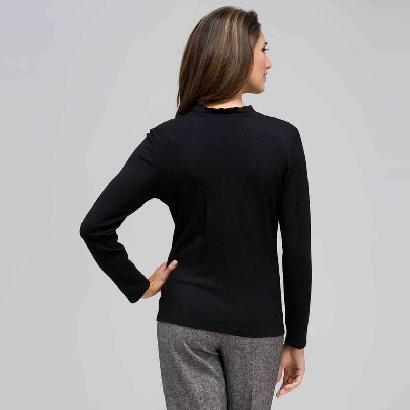 Long Sleeve Ruffle Front Trim Cardigan, , large image number 1